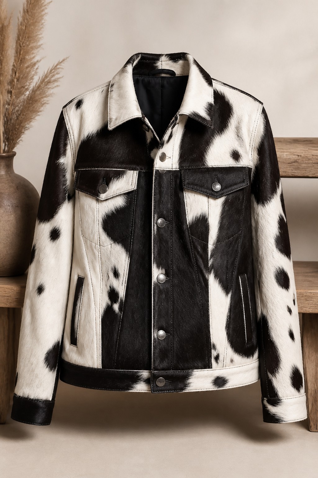 Hair-on-hide leather jacket